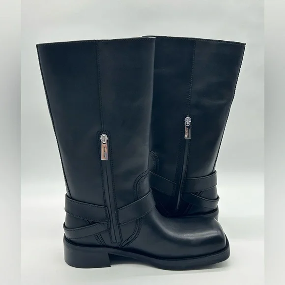 Michael Kors Crosby Moto Boots Black Leather Biker Boots Size 8.5 M NWT - Picture 8 of 10